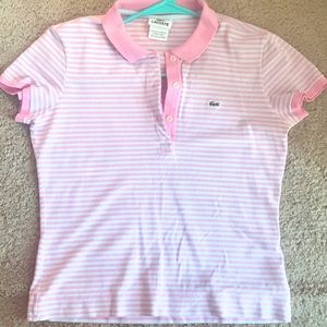 Lacoste Women’s Polo in pink and purple. Size S